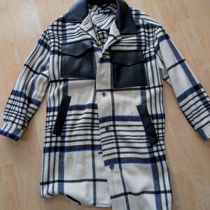 Black and White Plaid Coat